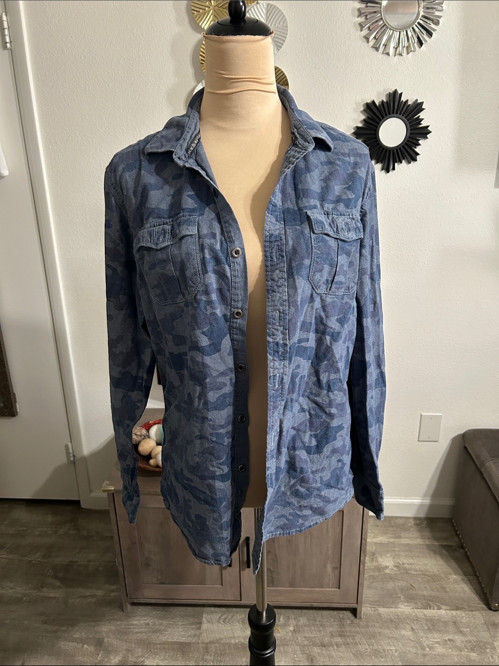 Rock & Republic Blue Camouflage Button-Up